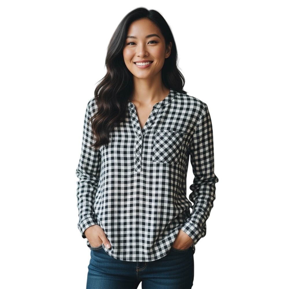 NSR Flannel Pullover Shirt‎ Size S Black Check Oversized Coquette LayeredBasics
